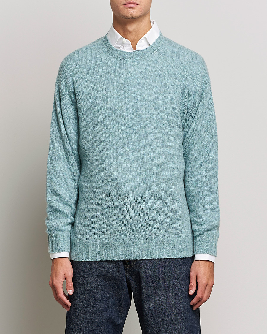 Herre | Trøjer | Auralee | Wool/Cashmere Crewneck Knit Top Blue Green