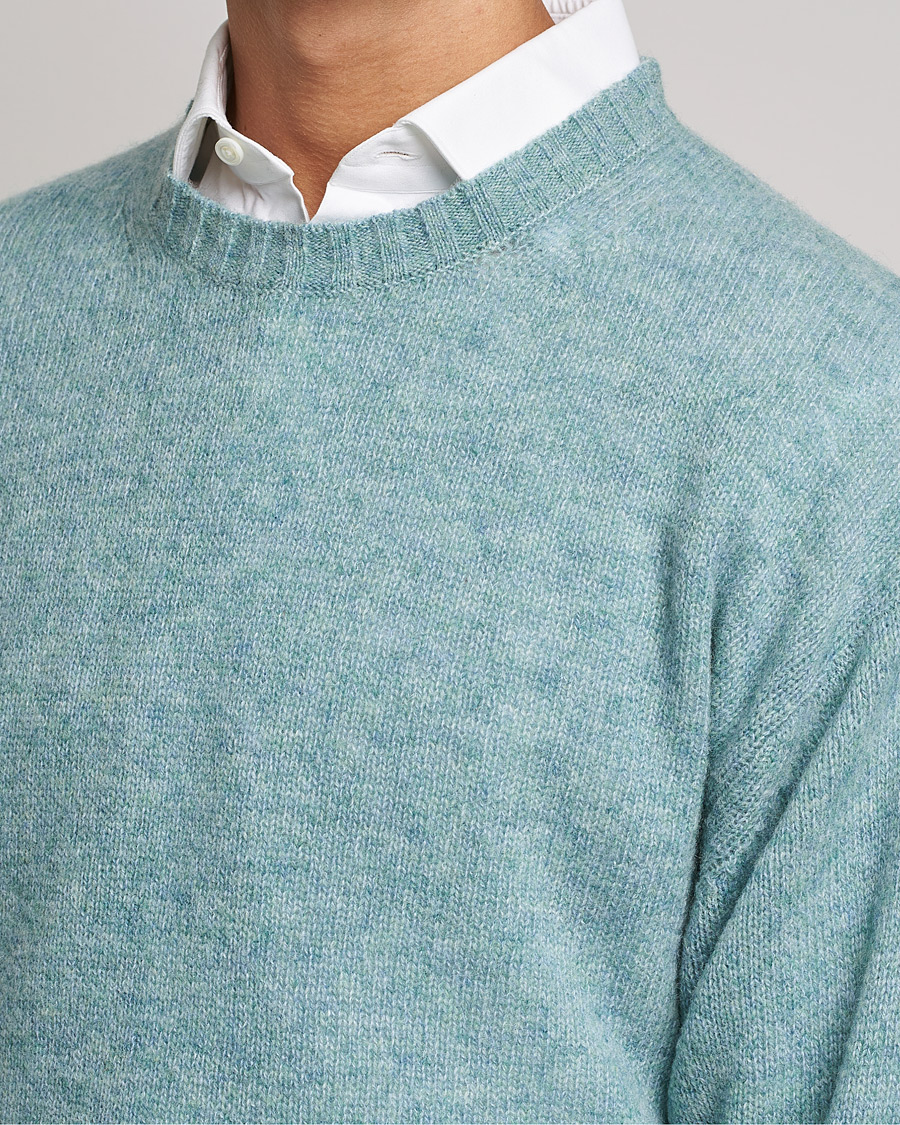 Herre | Trøjer | Auralee | Wool/Cashmere Crewneck Knit Top Blue Green