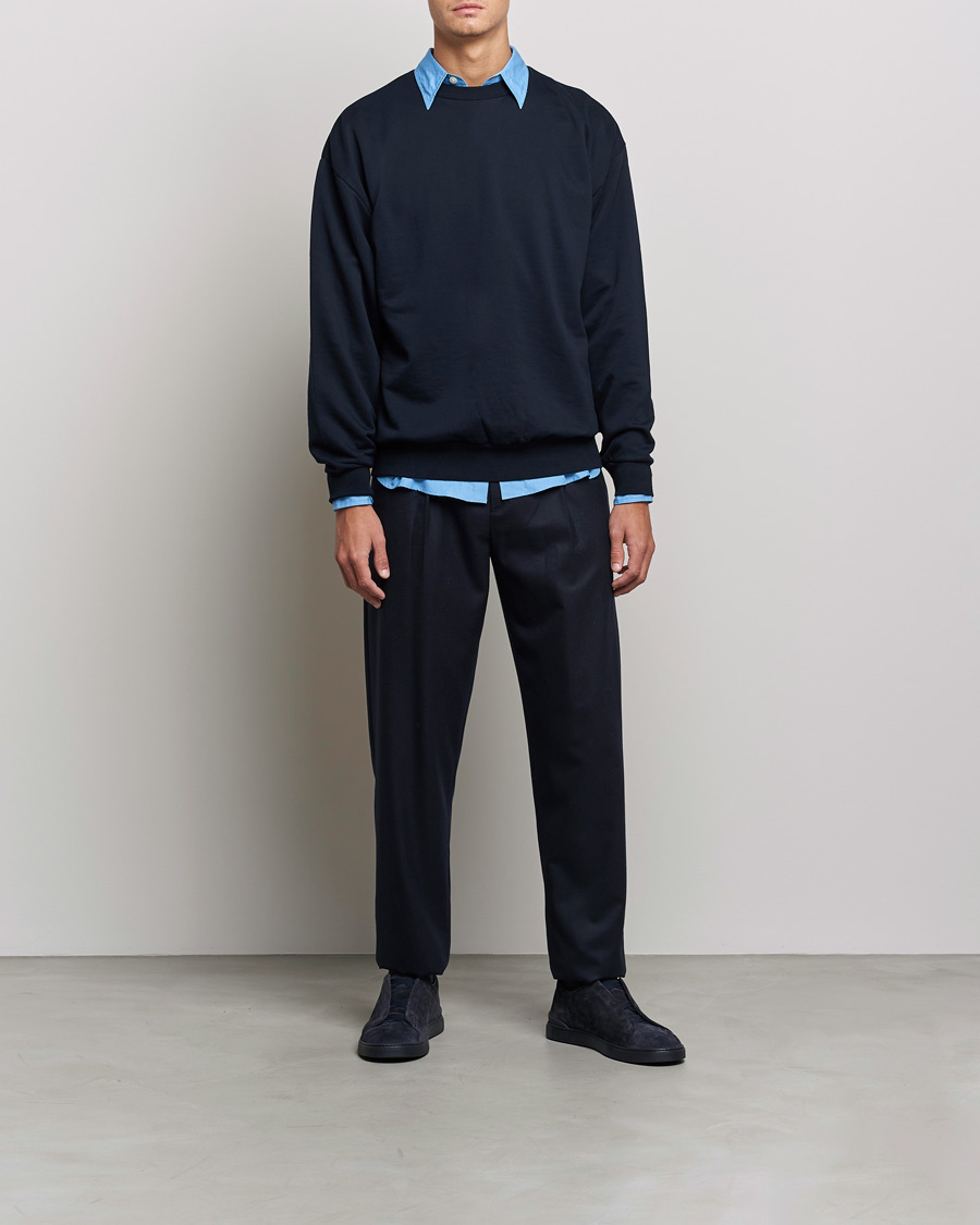 Herre | Trøjer | Auralee | High Gauge Sweatshirt Navy