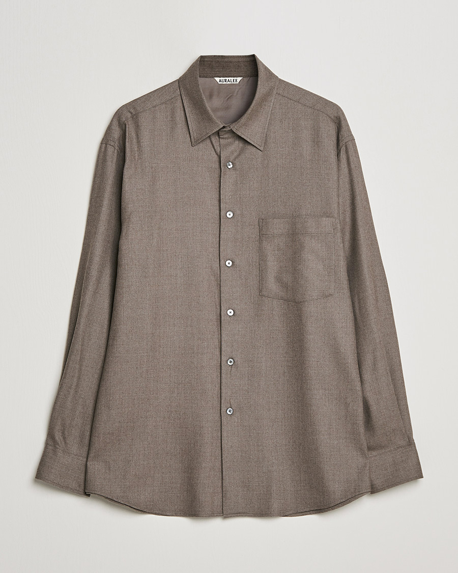 Herre | Skjorte | Auralee | Super Light Wool Shirt Dark Brown