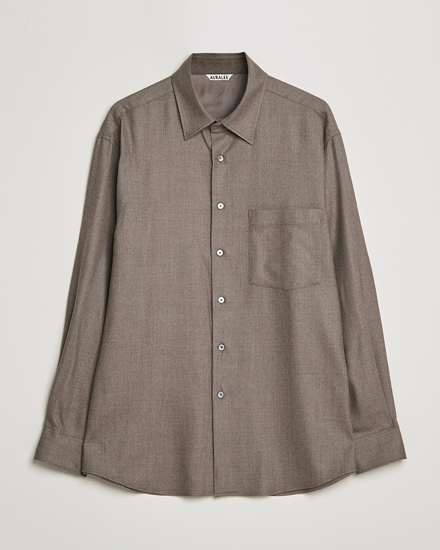 Herre | Skjorter | Auralee | Super Light Wool Shirt Dark Brown
