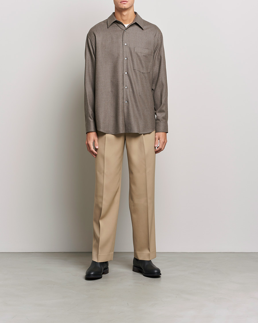Herre | Skjorter | Auralee | Super Light Wool Shirt Dark Brown