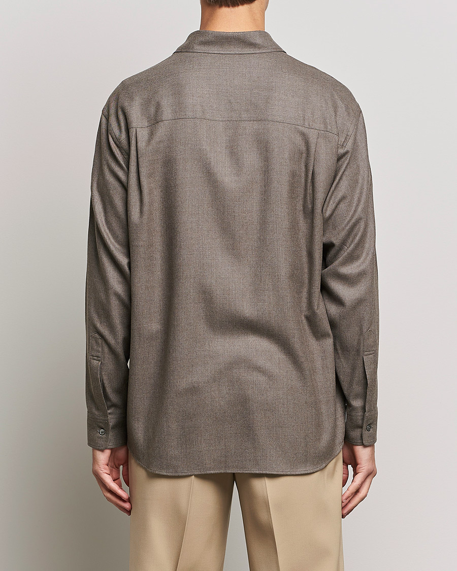 Herre | Skjorter | Auralee | Super Light Wool Shirt Dark Brown
