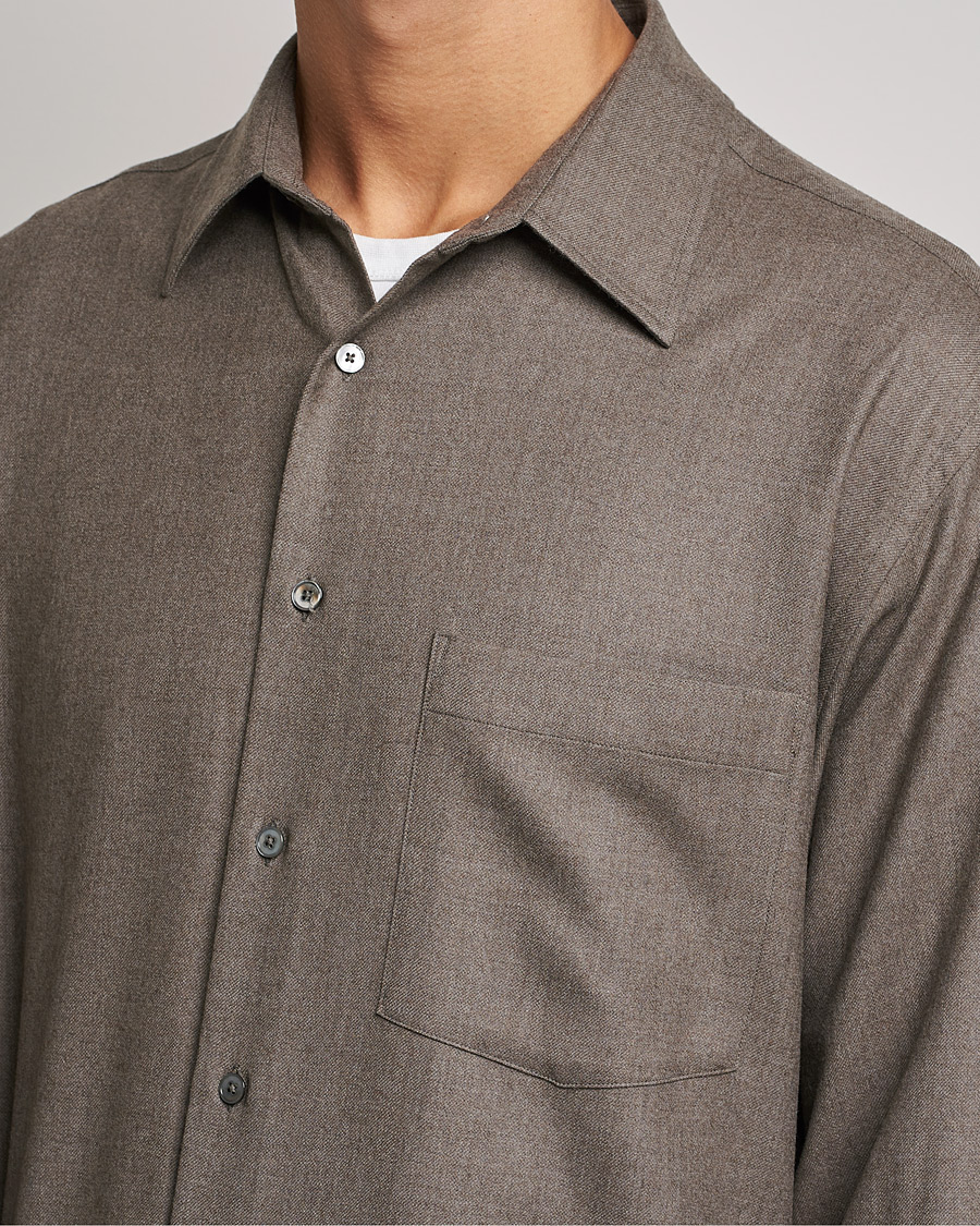 Herre | Skjorter | Auralee | Super Light Wool Shirt Dark Brown