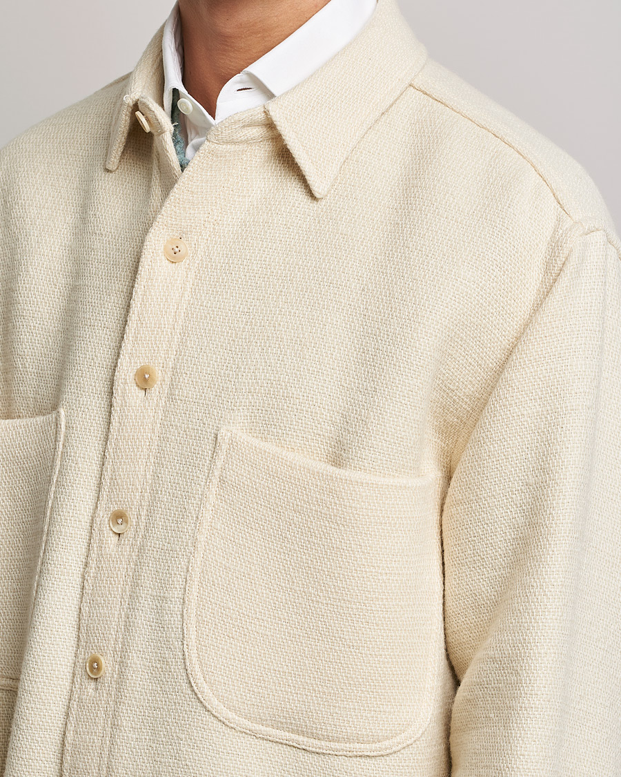 Herre | Skjorter | Auralee | Double Pocket Wool Overshirt Ivory