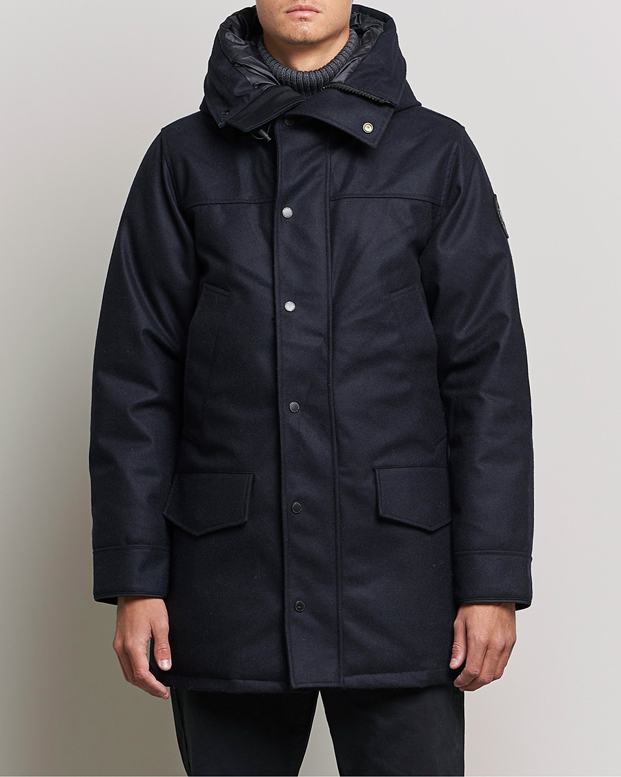 Herre | Vinterjakker | Canada Goose Black Label | Canada Goose Langford Wool Parka Atlantic Navy Melange