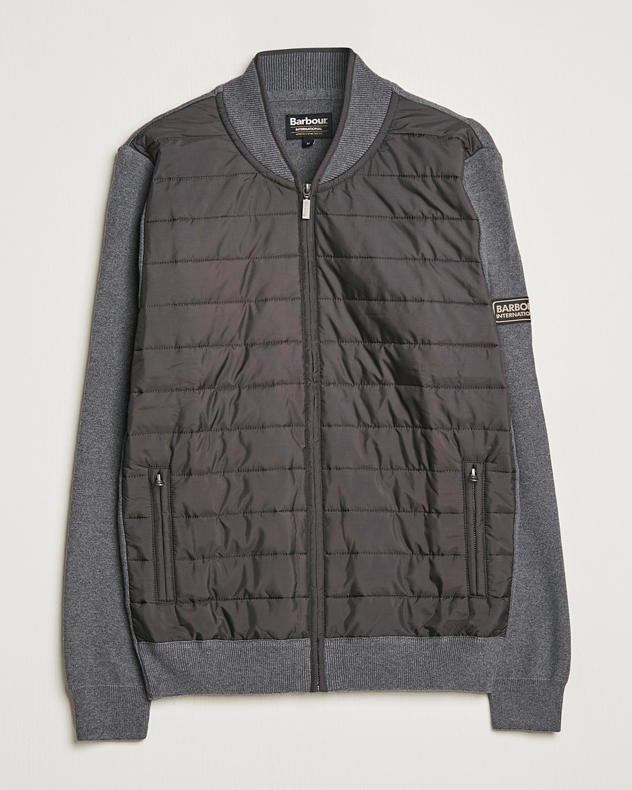 Herre | Trøjer | Barbour International | Baffle Zip Through Sweater Storm Grey Marl
