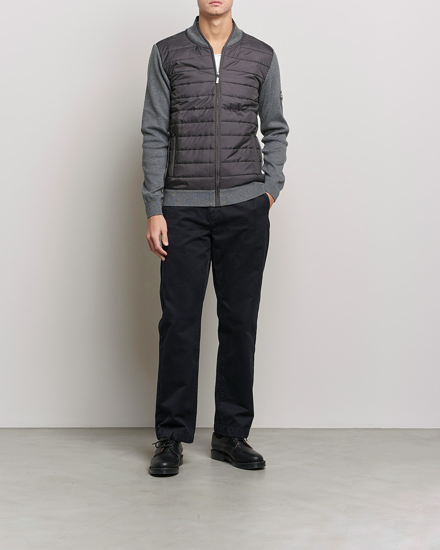 Herre | Trøjer | Barbour International | Baffle Zip Through Sweater Storm Grey Marl