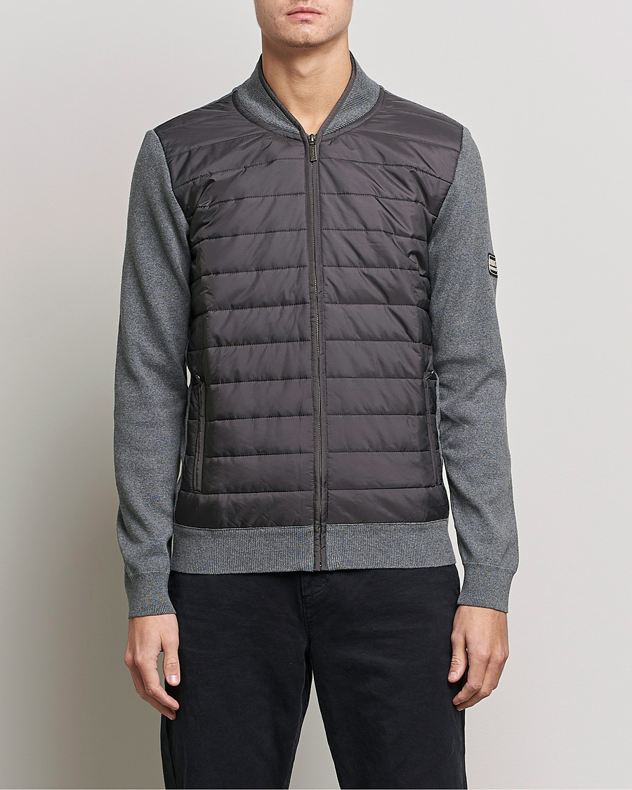 Herre | Trøjer | Barbour International | Baffle Zip Through Sweater Storm Grey Marl