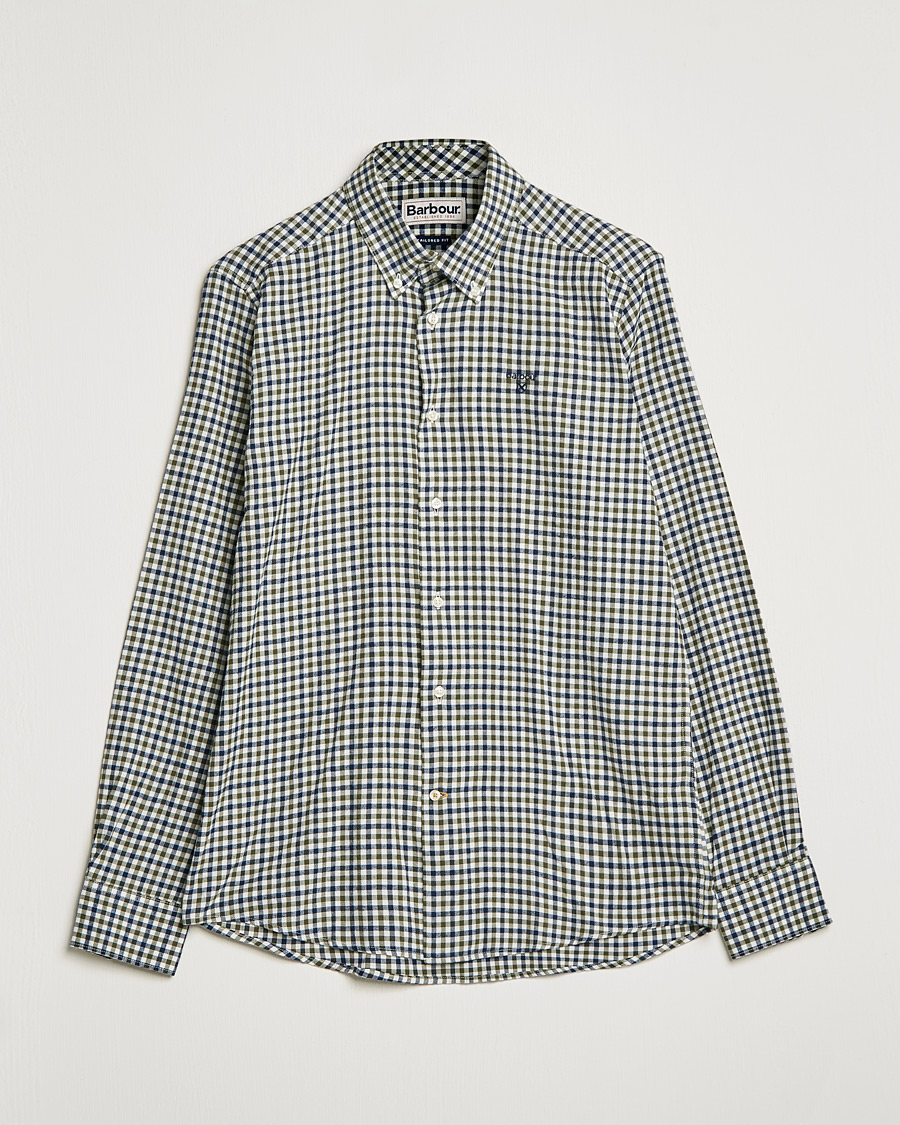 Herre | Skjorter | Barbour Lifestyle | Finkle Gingham Flannel Shirt Olive