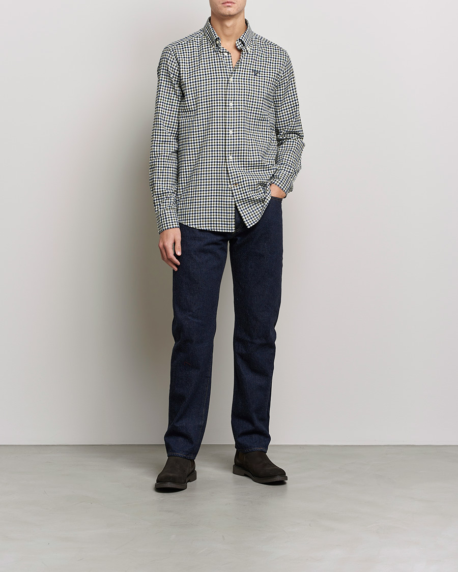 Herre | Skjorter | Barbour Lifestyle | Finkle Gingham Flannel Shirt Olive