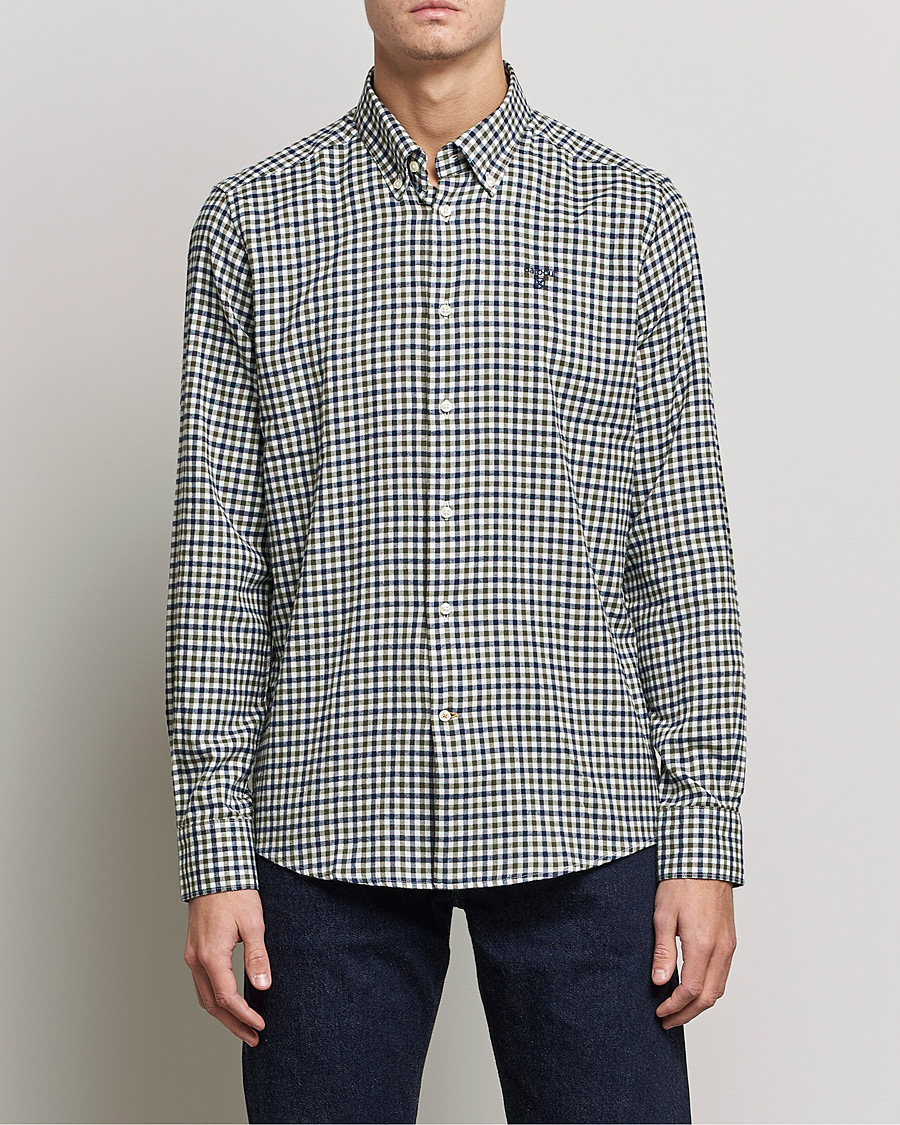 Herre | Skjorter | Barbour Lifestyle | Finkle Gingham Flannel Shirt Olive
