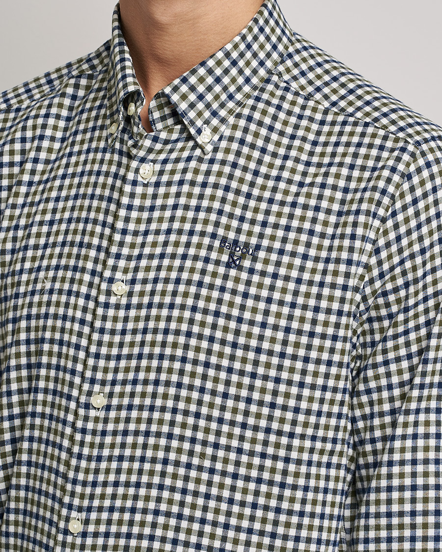 Herre | Skjorter | Barbour Lifestyle | Finkle Gingham Flannel Shirt Olive