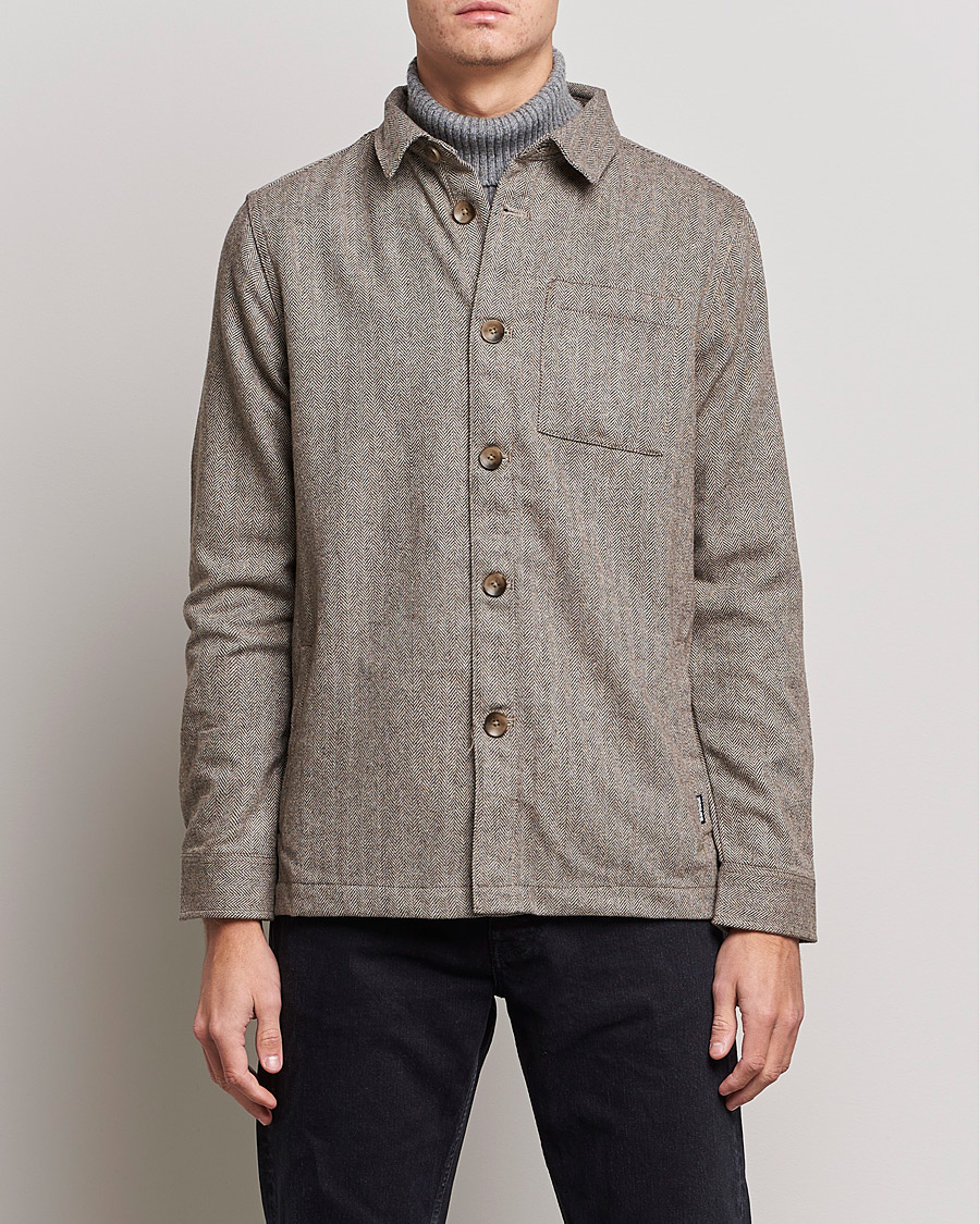 Herre | Skjorter | Barbour Lifestyle | Menfort Herringbone Overshirt Stone