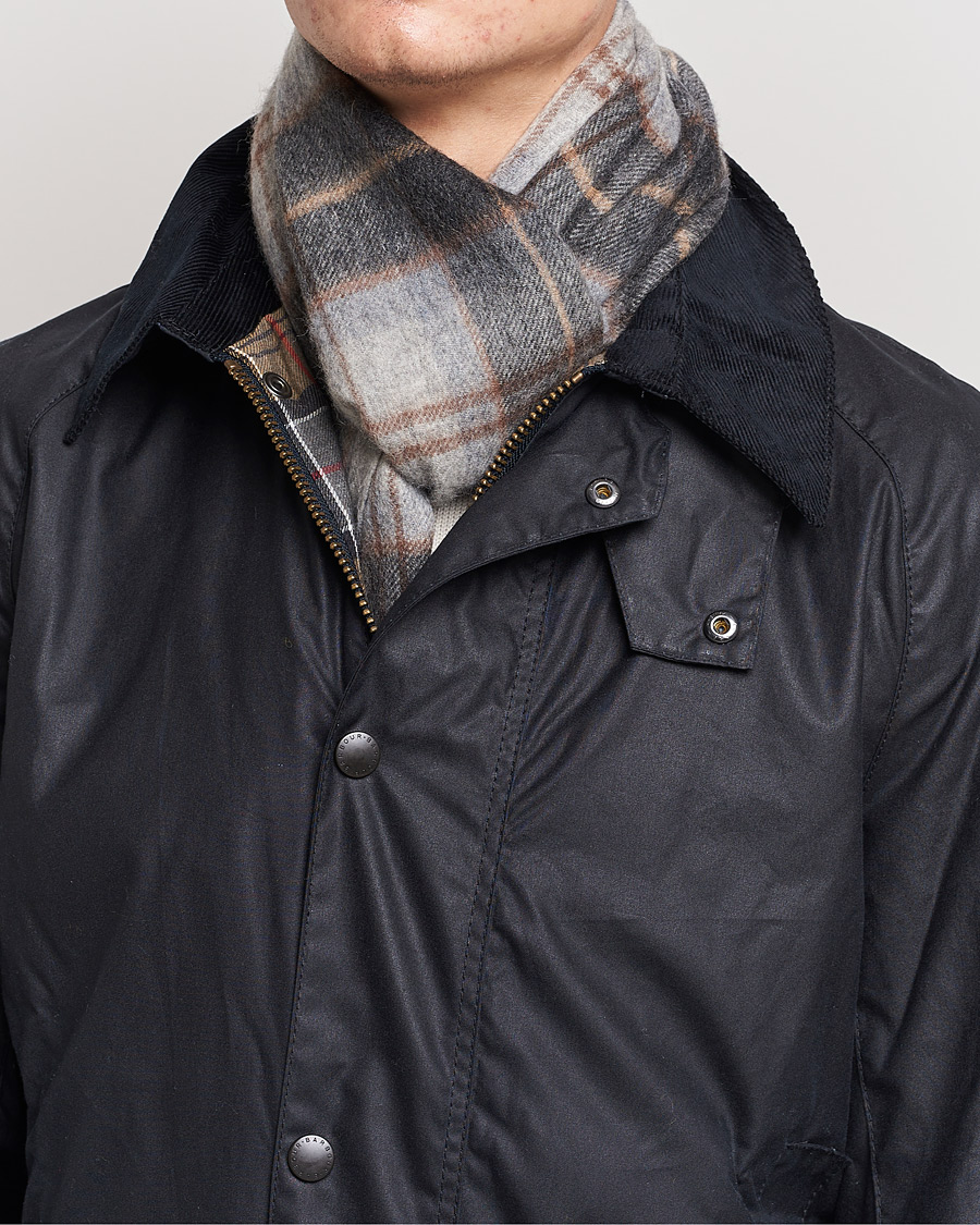 Herre |  | Barbour Lifestyle | Merino Cashmere Tartan Scarf Grey Stone Tartan