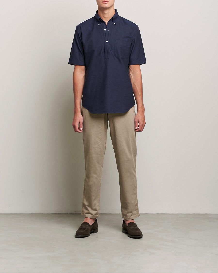 Herre | Kortærmede skjorter | Kamakura Shirts | Vintage Ivy Short Sleeve Popover Shirt Navy