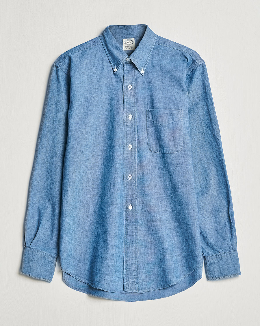 Herre | Skjorter | Kamakura Shirts | Vintage Ivy Chambray BD Shirt Light Blue