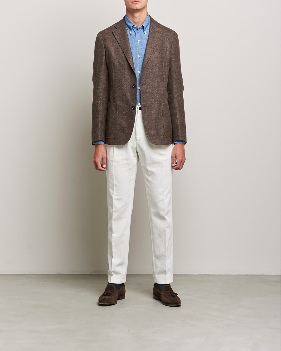 Herre | Skjorter | Kamakura Shirts | Vintage Ivy Chambray BD Shirt Light Blue