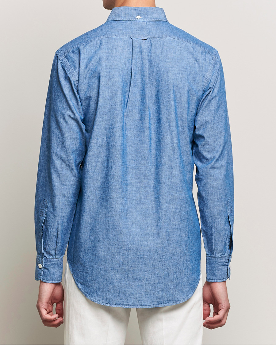 Herre | Skjorter | Kamakura Shirts | Vintage Ivy Chambray BD Shirt Light Blue