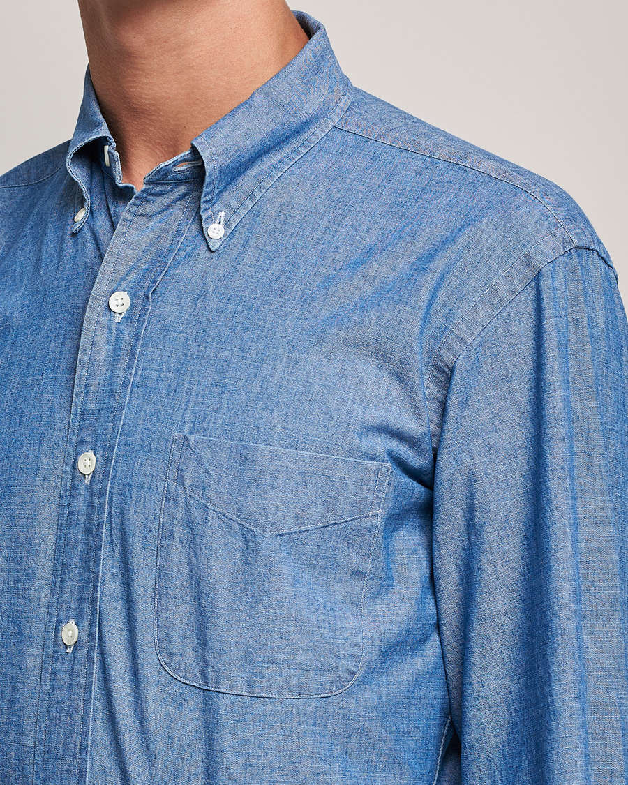 Herre | Skjorter | Kamakura Shirts | Vintage Ivy Chambray BD Shirt Light Blue