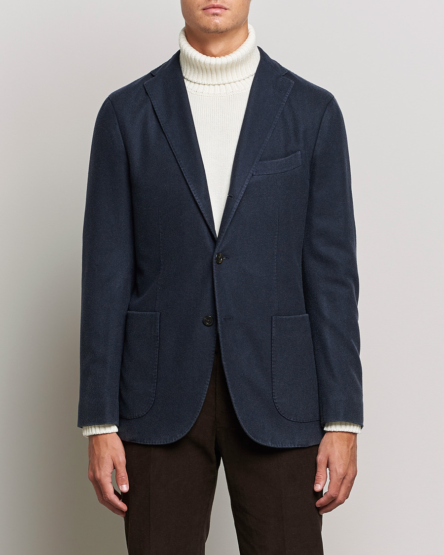 Herre | Uldblazer | Boglioli | K Jacket Garment Dyed Cashmere Blazer Dark Blue