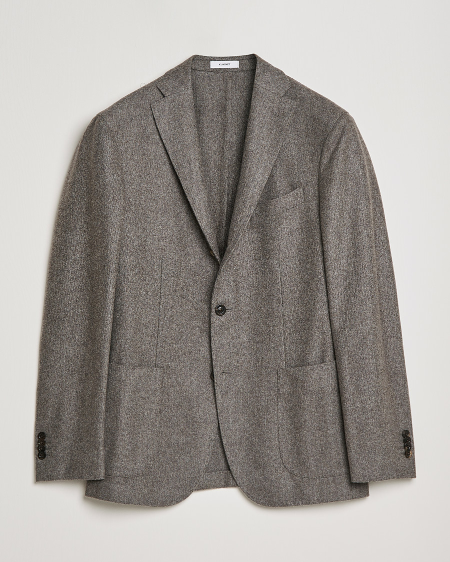 Herre | Uldblazer | Boglioli | K Jacket Herringbone Wool Blazer Light Grey