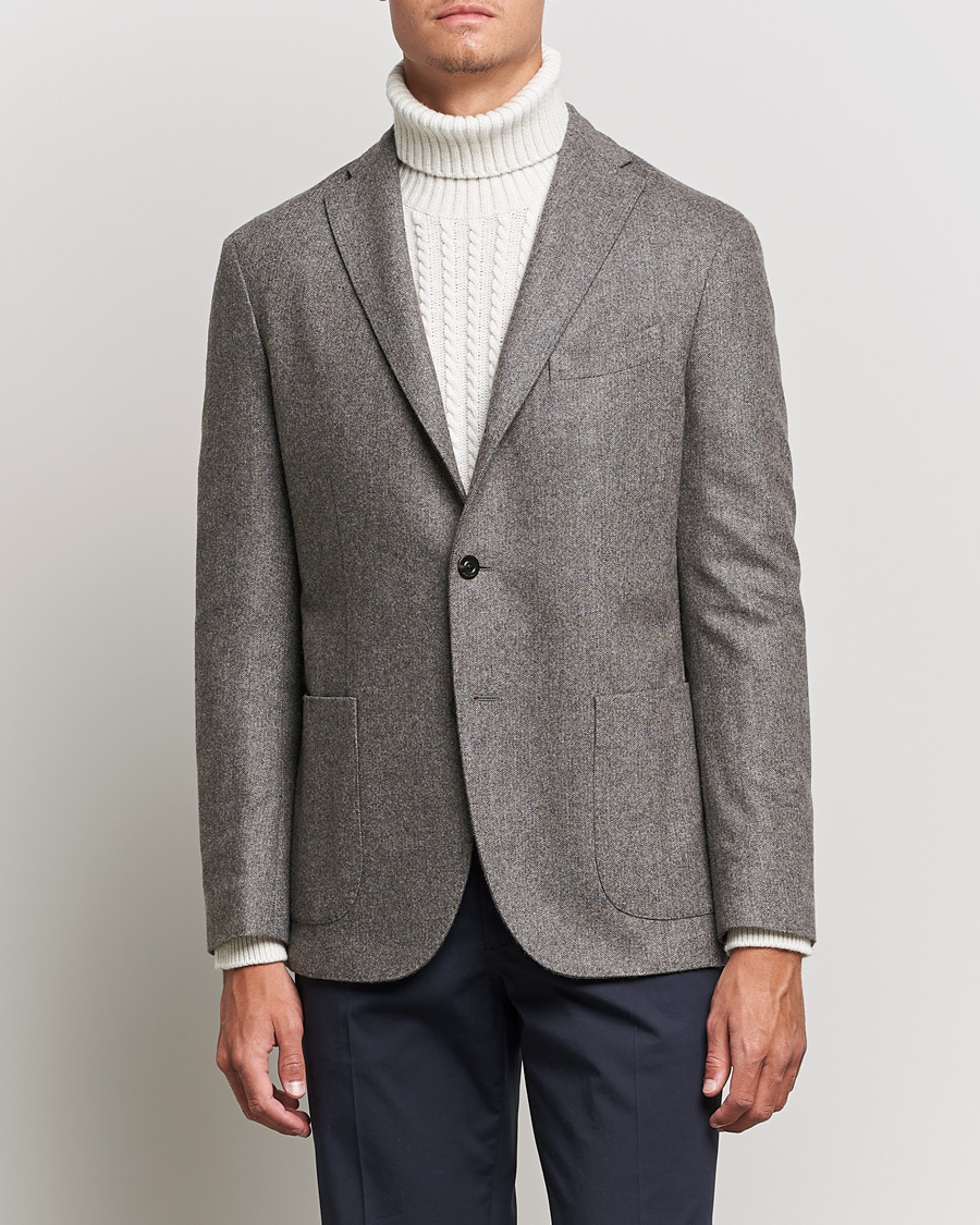 Herre | Blazere & jakker | Boglioli | K Jacket Herringbone Wool Blazer Light Grey