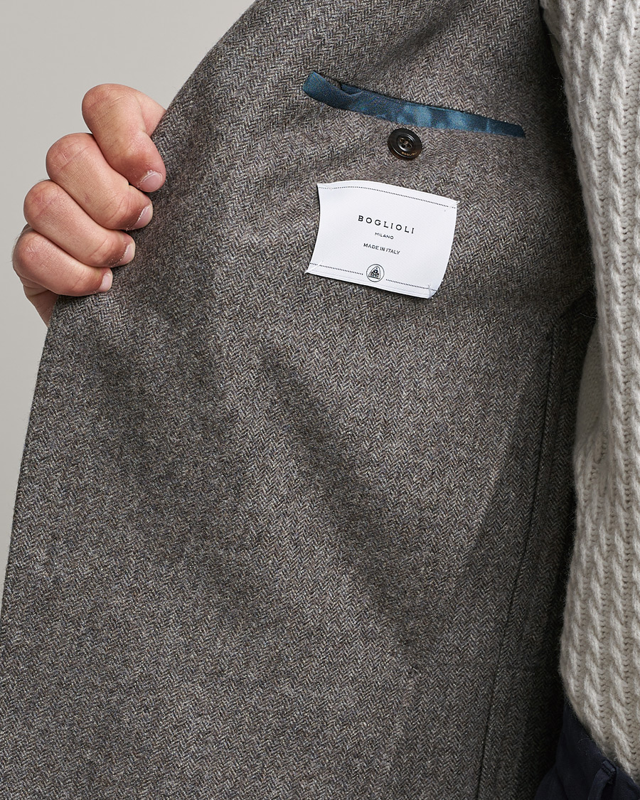 Herre | Blazere & jakker | Boglioli | K Jacket Herringbone Wool Blazer Light Grey