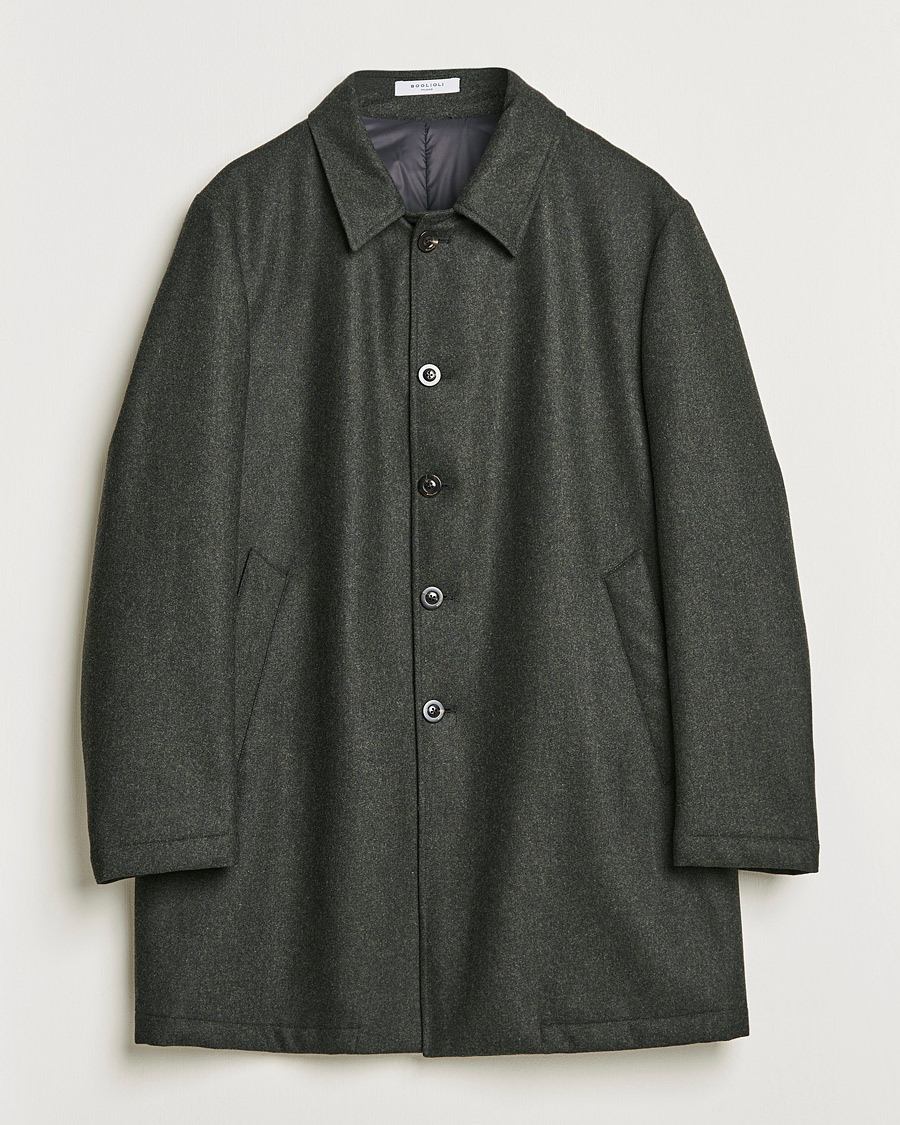 Herre | Jakker | Boglioli | Padded Wool Coat Forest Green
