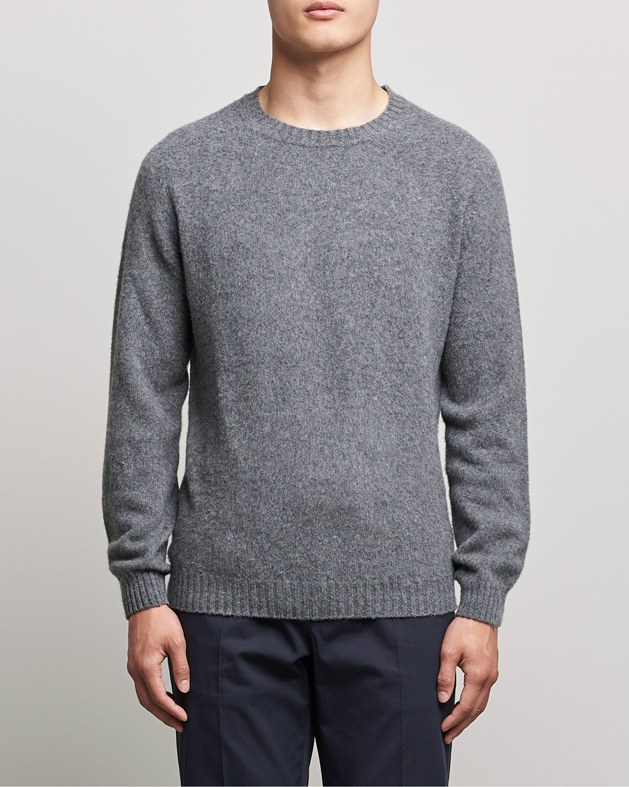 Herre | Pullovers med rund hals | Boglioli | Brushed Cashmere Sweater Grey Melange