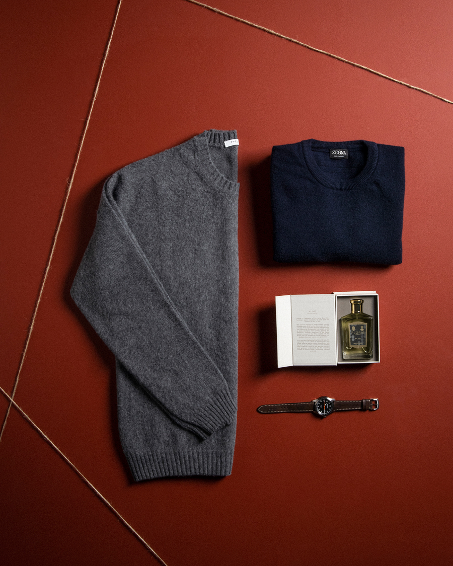 Herre | Trøjer | Boglioli | Brushed Cashmere Sweater Grey Melange
