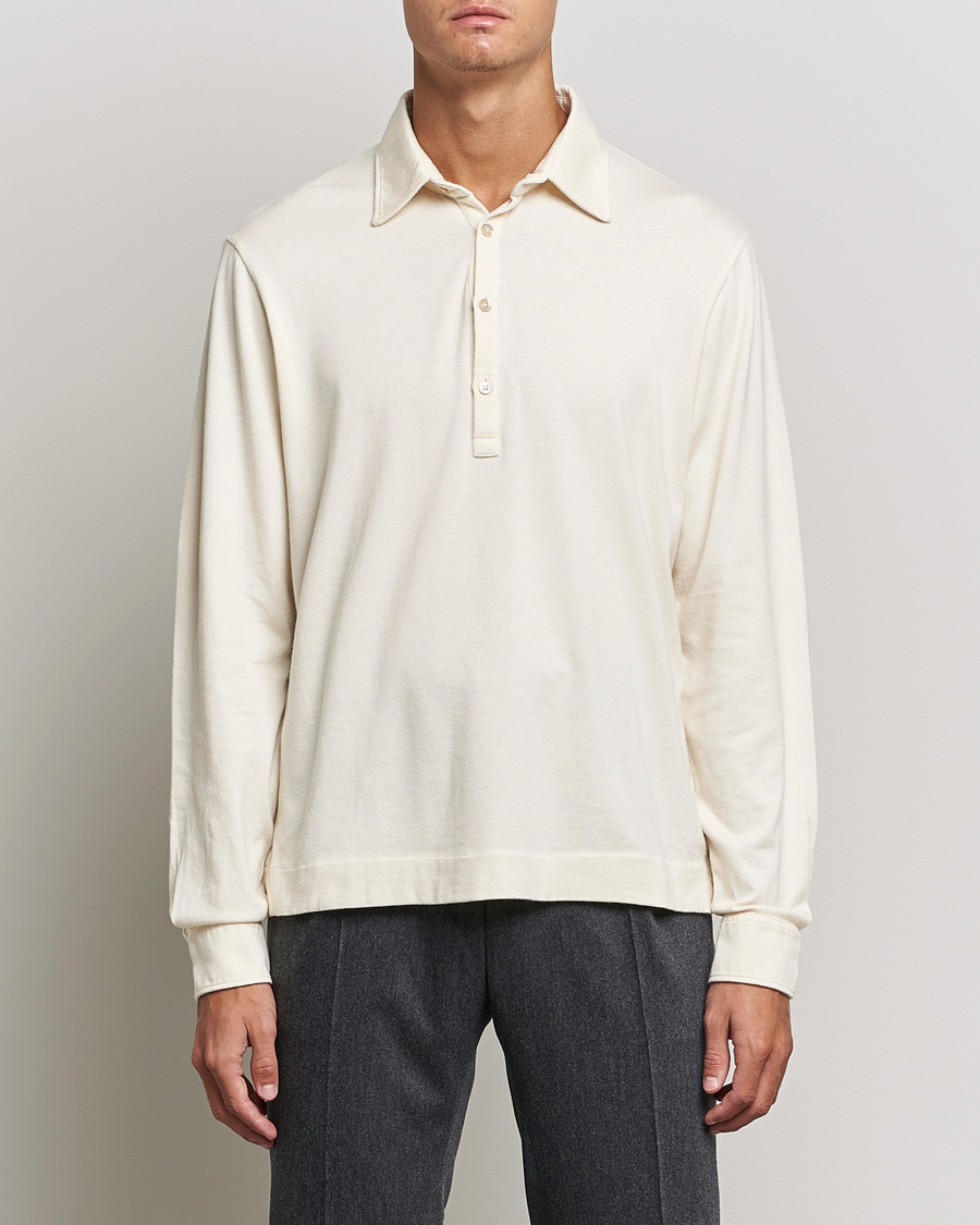 Herre | Polotrøjer | Boglioli | Long Sleeve Polo Shirt Off White