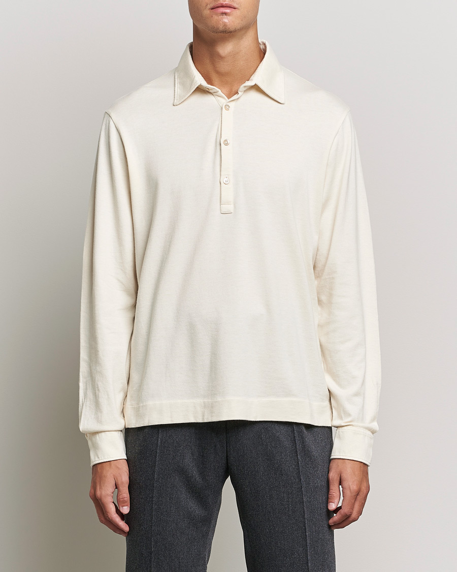 Herre | Trøjer | Boglioli | Long Sleeve Polo Shirt Off White