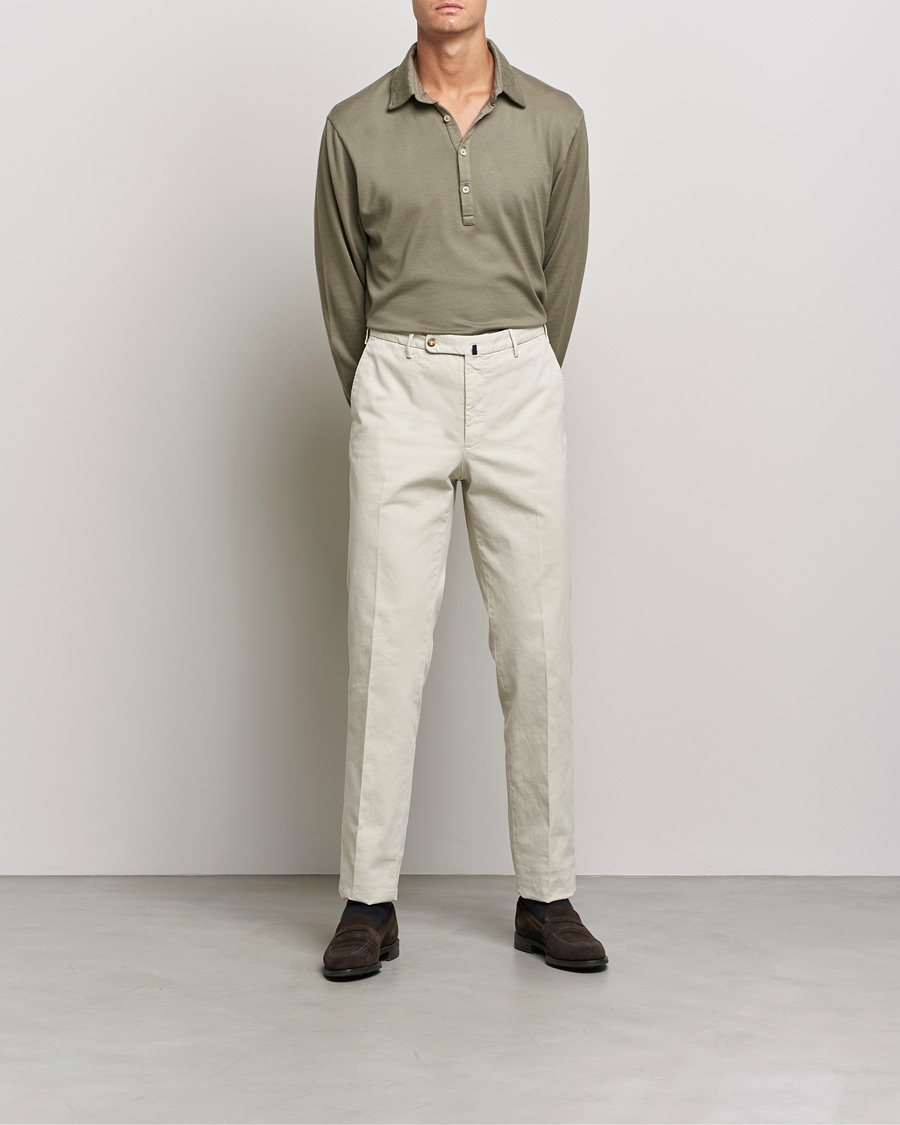 Herre | Trøjer | Boglioli | Long Sleeve Polo Shirt Sage Green