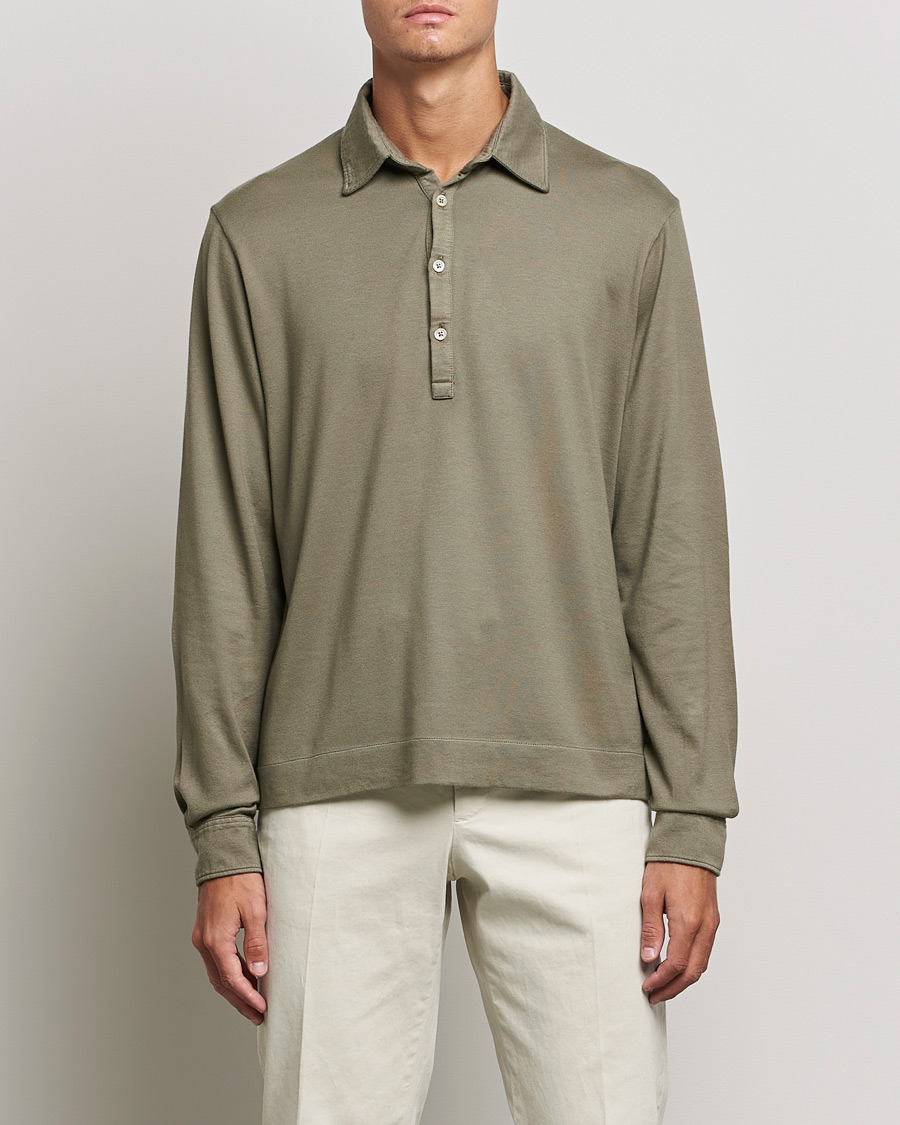 Herre | Trøjer | Boglioli | Long Sleeve Polo Shirt Sage Green