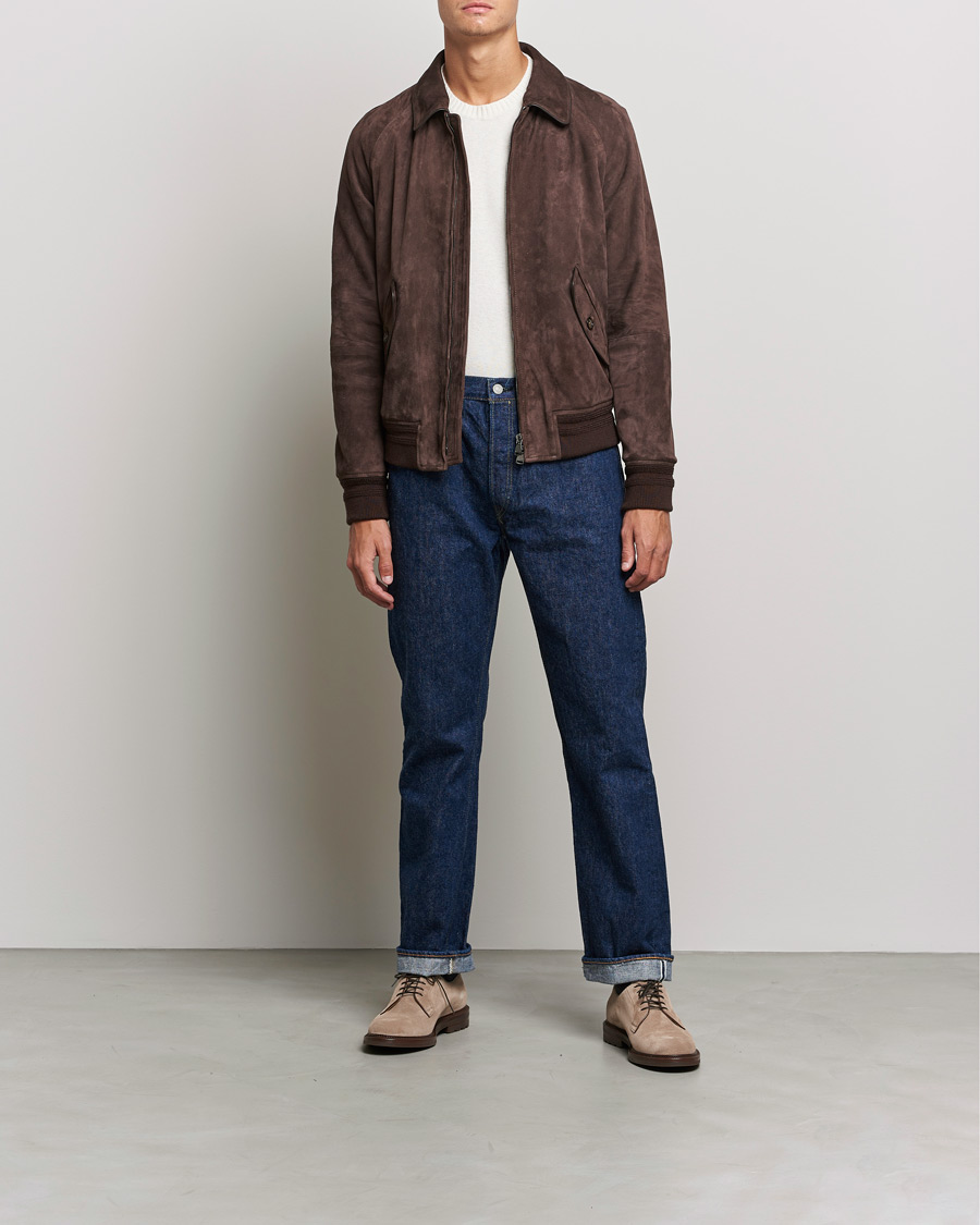 Herre | Jakker | Valstar | Suede Bomber Jacket Dark Brown