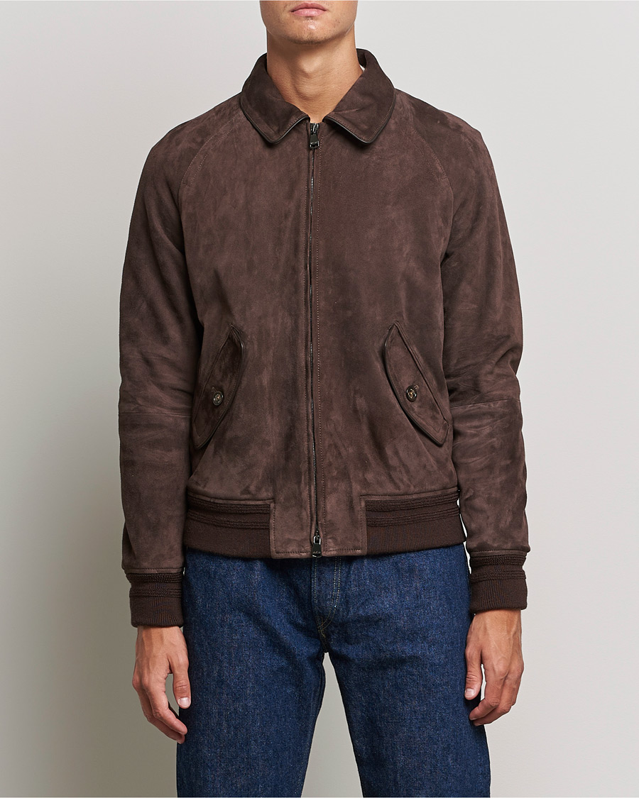Herre | Jakker | Valstar | Suede Bomber Jacket Dark Brown