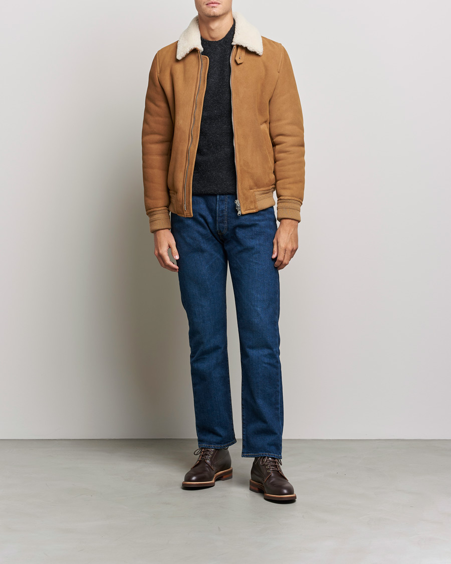 Herre | Jakker | Valstar | Shearling Flight Jacket Brown/Natural