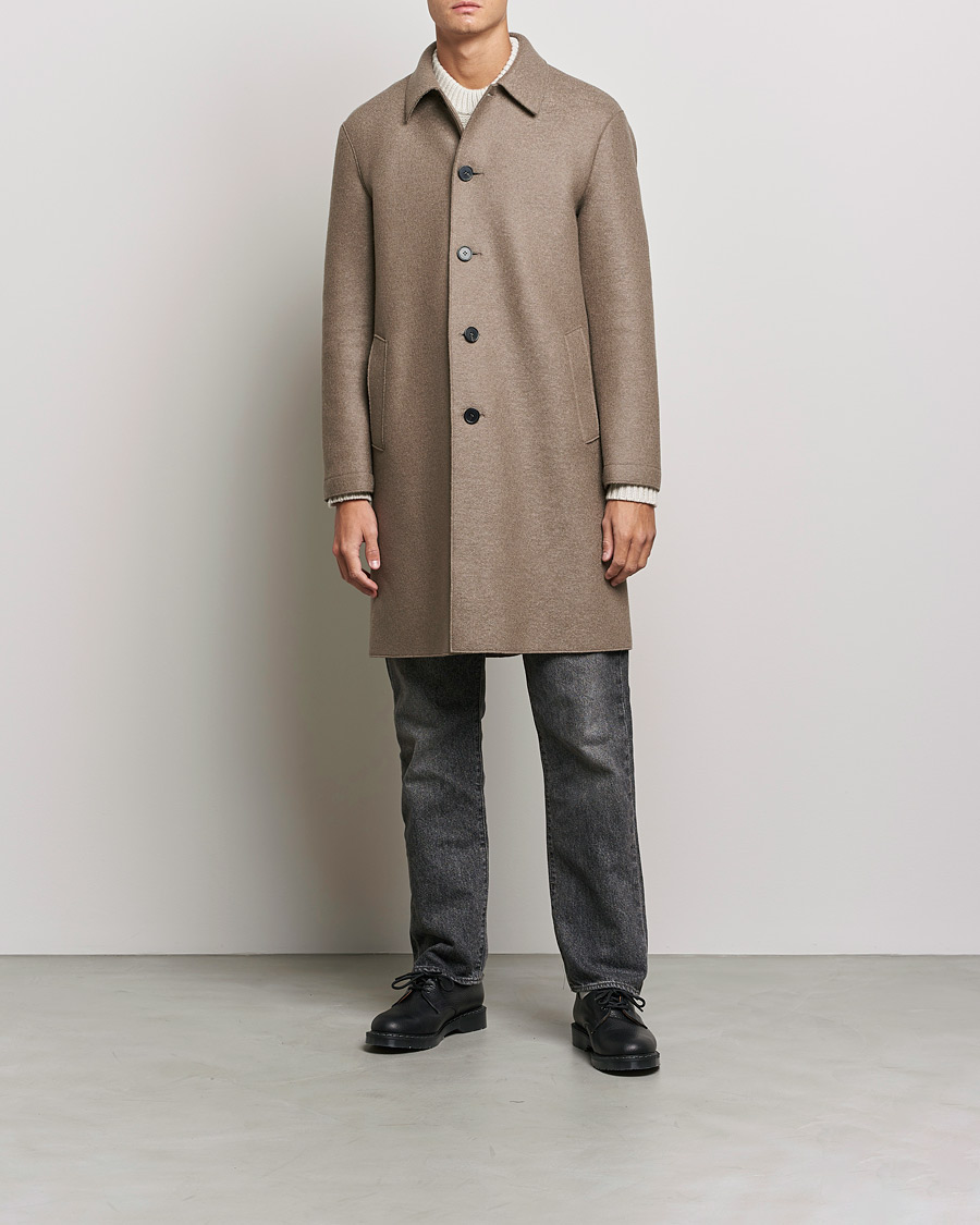 Herre | Frakker | Harris Wharf London | Pressed Wool Mac Coat Natural Taupe