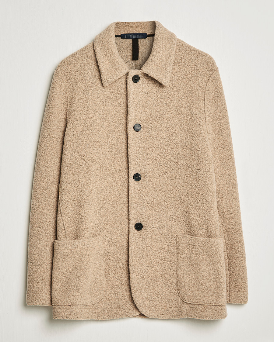 Herre | Skjorter | Harris Wharf London | Harrington Wool Boucleè Shirt Jacket Tan