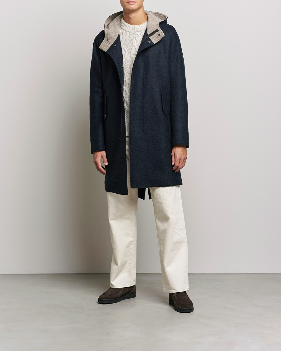 Herre | Jakker | Harris Wharf London | Fishtail Wool Parka Navy