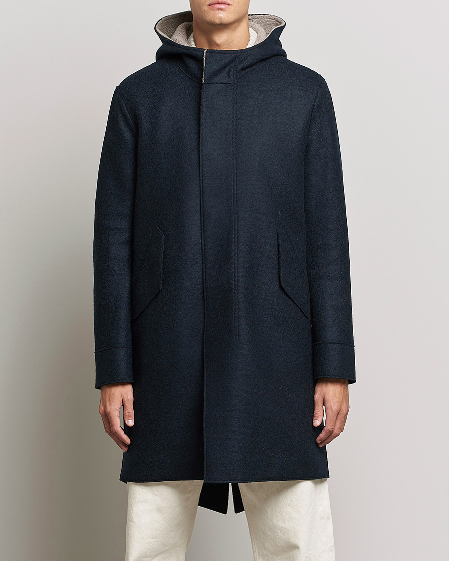 Herre | Frakker | Harris Wharf London | Fishtail Wool Parka Navy