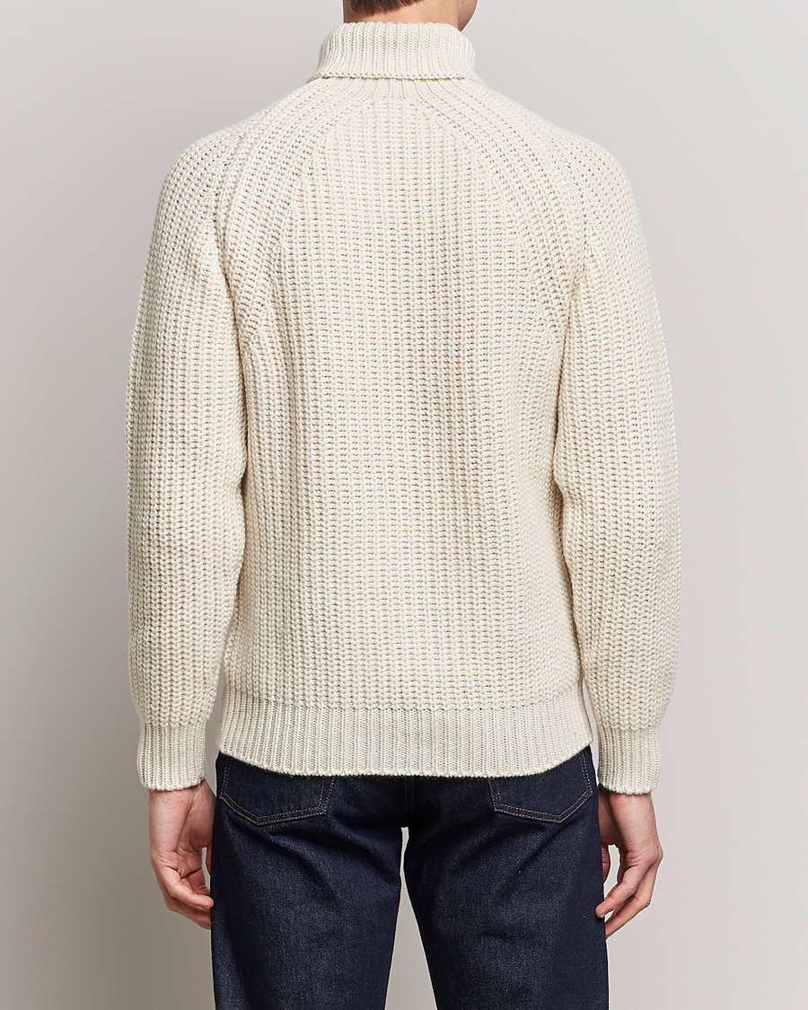Herre | Trøjer | Drake's | Lambswool Heavy Submariner Roll Neck White