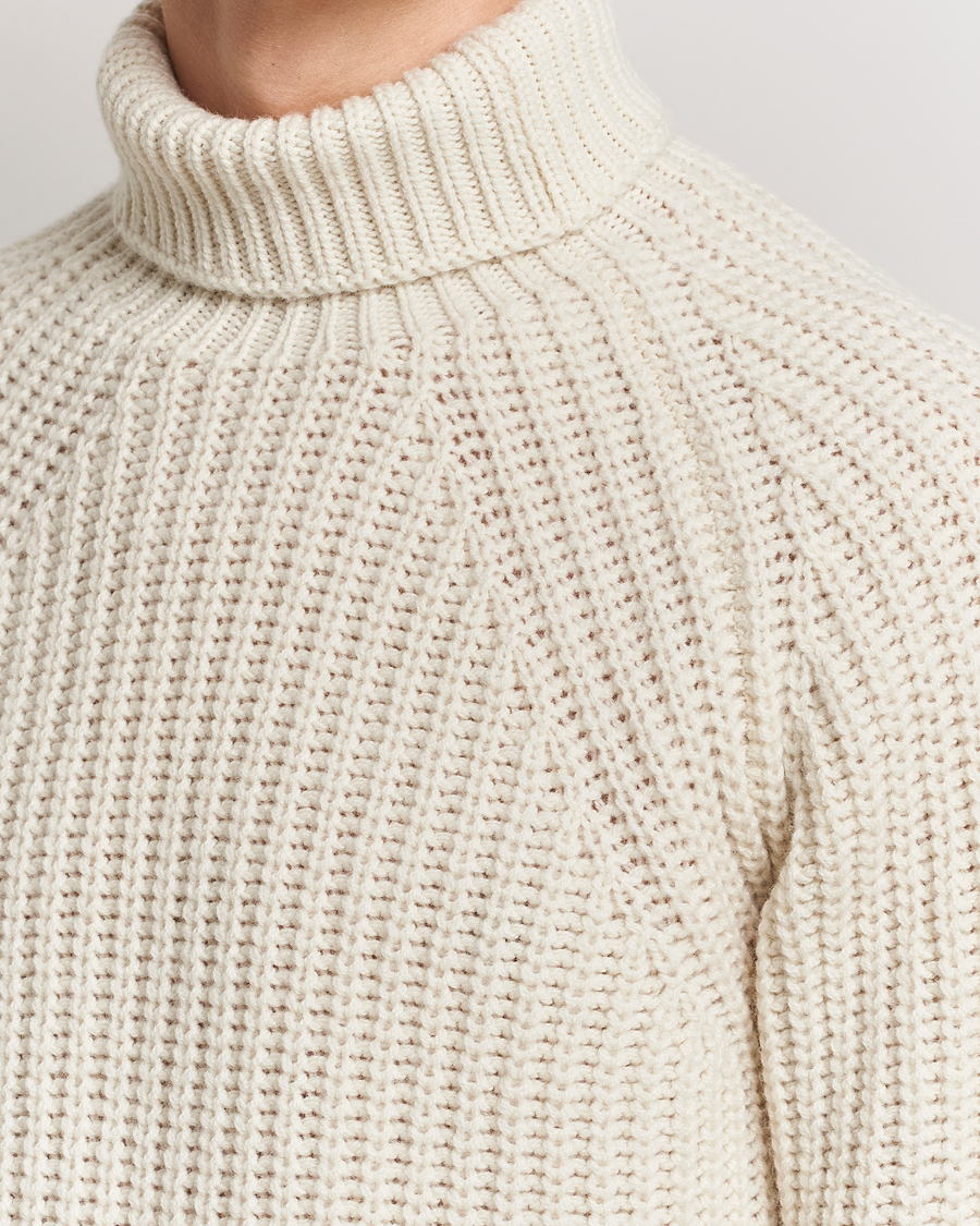 Herre | Trøjer | Drake's | Lambswool Heavy Submariner Roll Neck White