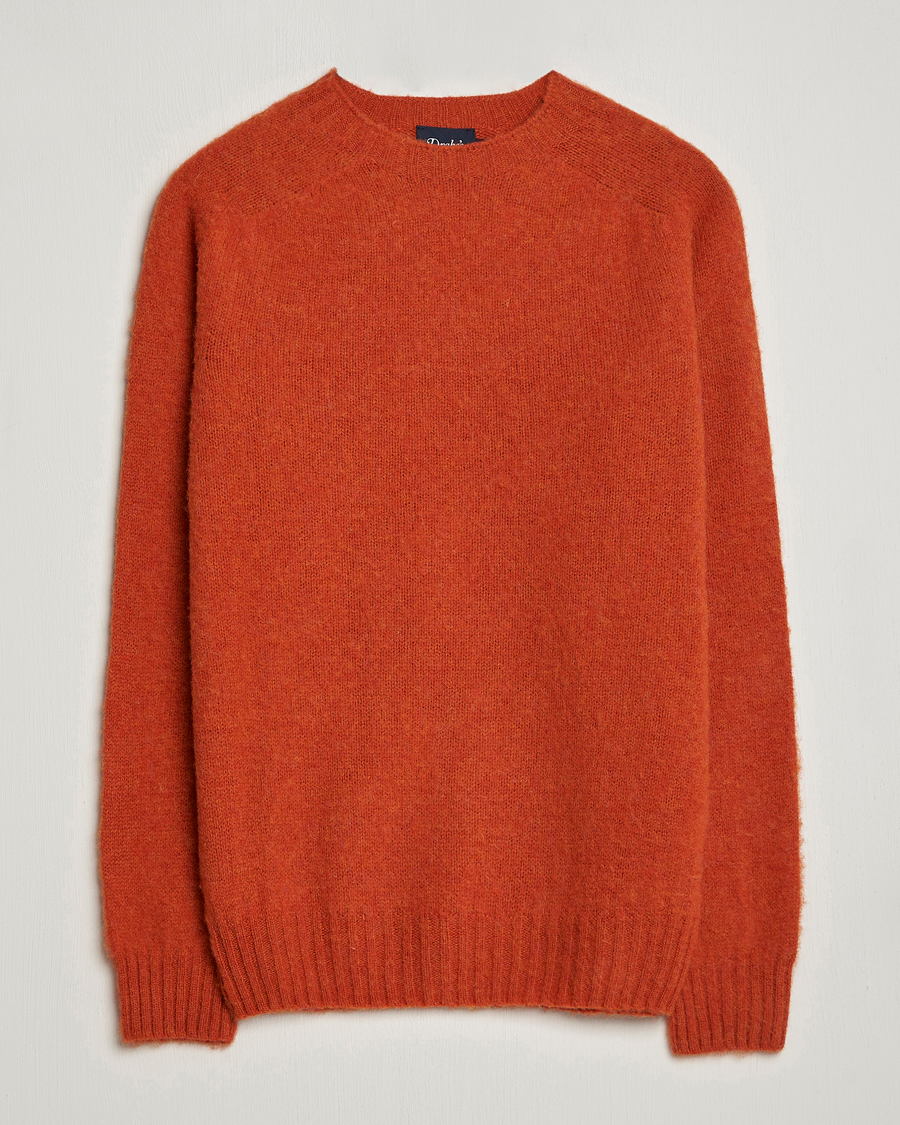 Herre | Trøjer | Drake's | Brushed Shetland Crew Orange