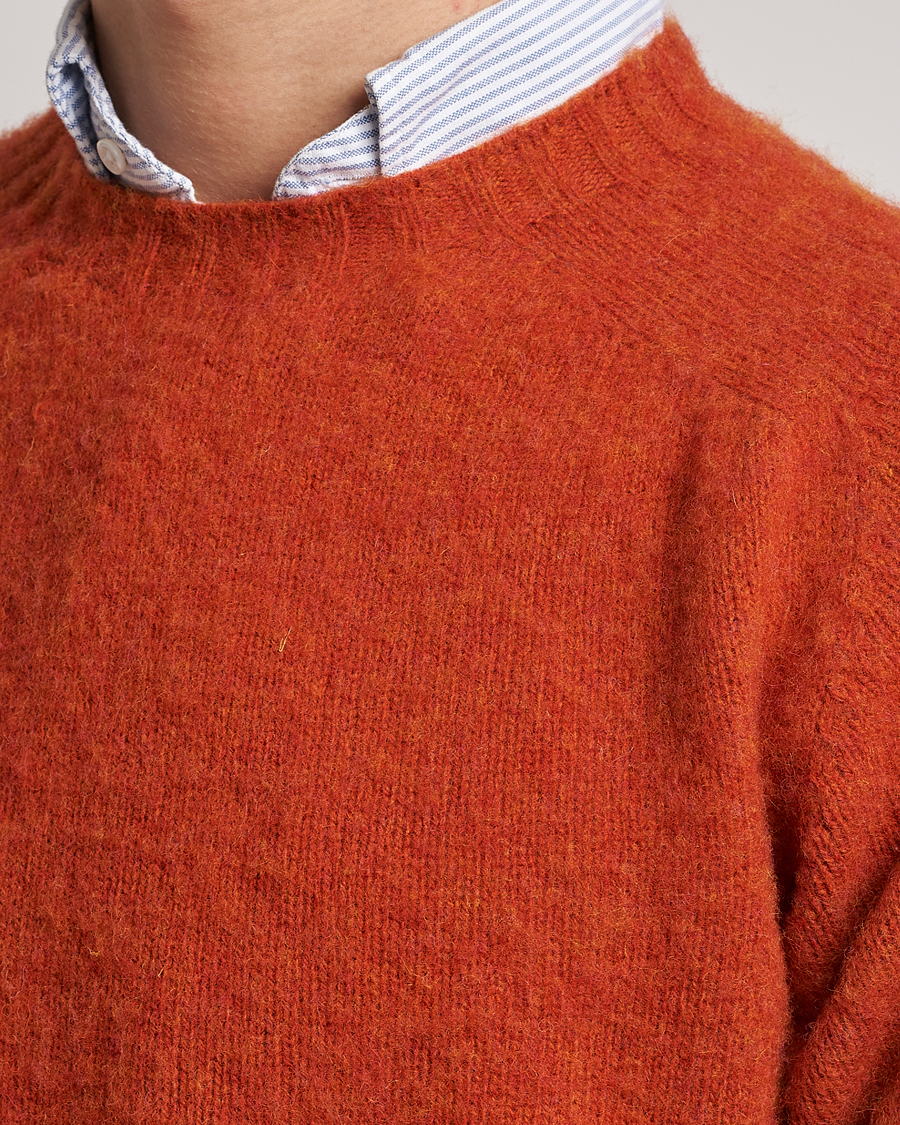 Herre | Trøjer | Drake's | Brushed Shetland Crew Orange