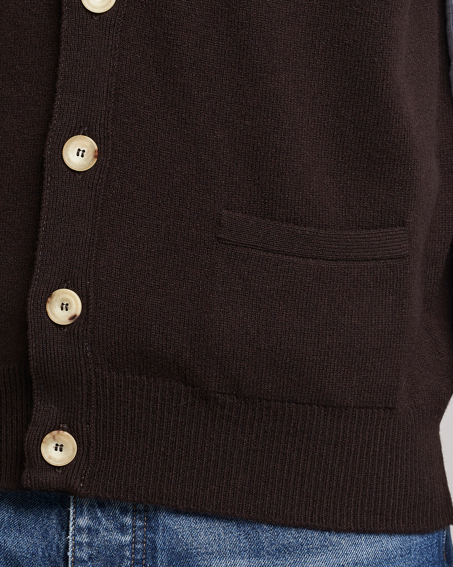 Herre | Trøjer | Drake's | Lambswool Vest Cardigan Brown
