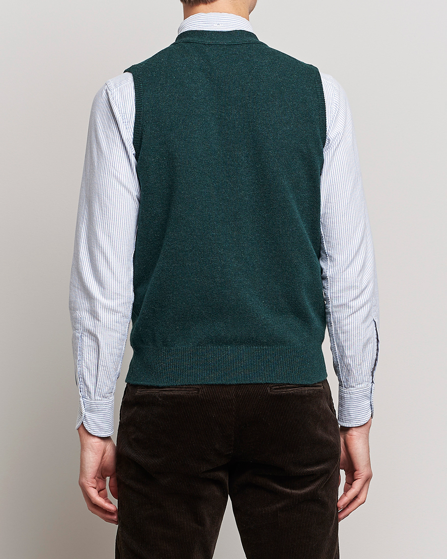Herre | Trøjer | Drake's | Lambswool Vest Cardigan Green