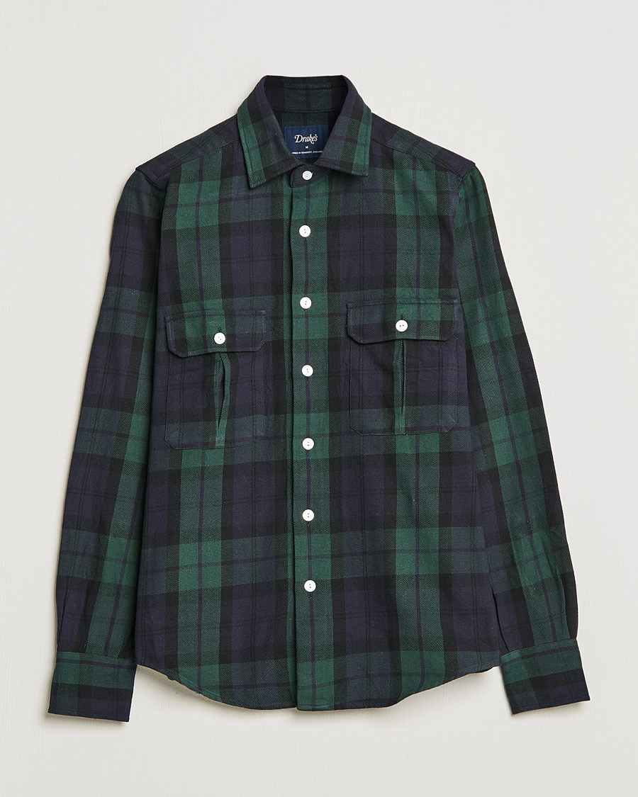 Herre | Skjorter | Drake's | Rugged Cotton Twill Work Shirt Navy