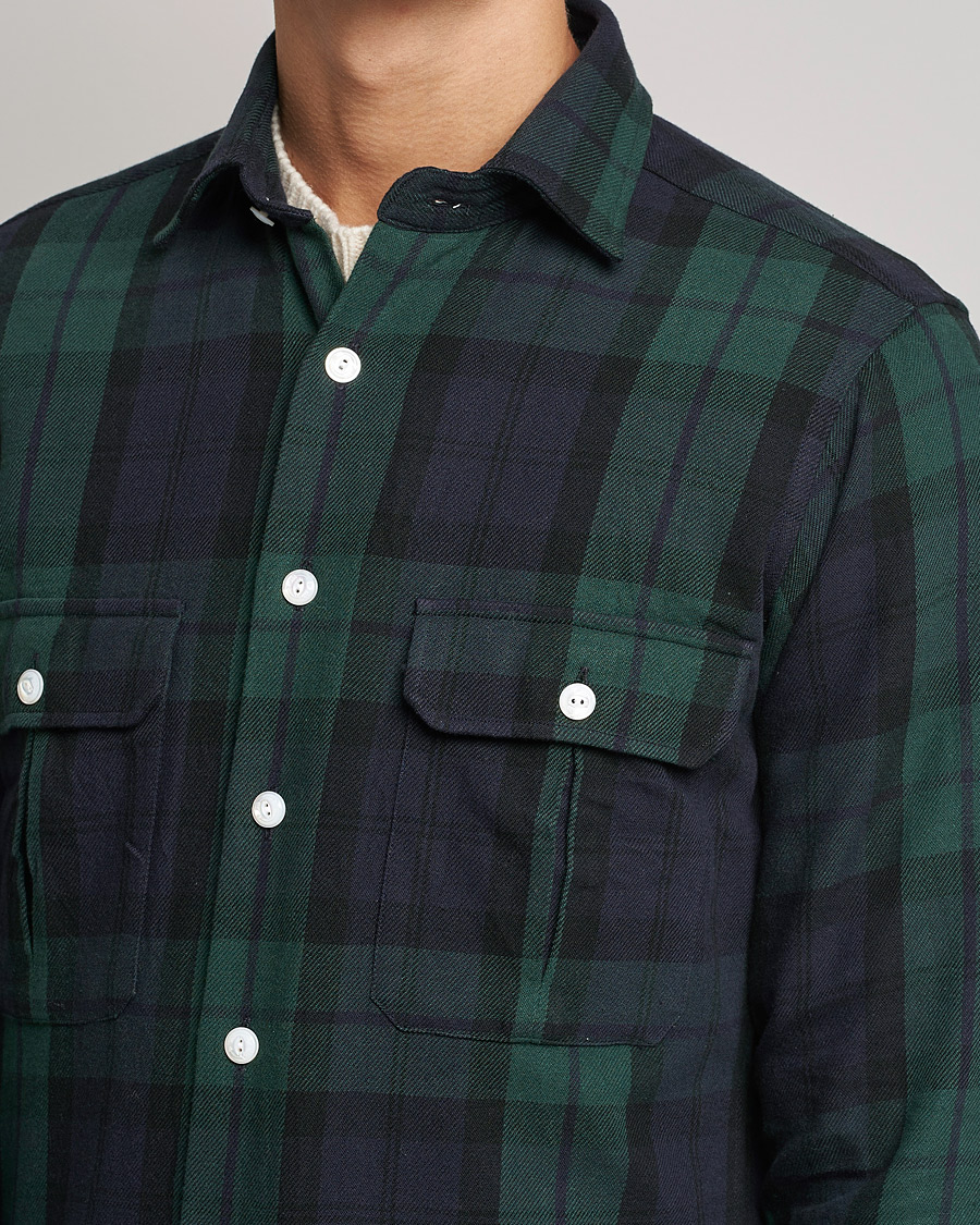 Herre | Skjorter | Drake's | Rugged Cotton Twill Work Shirt Navy